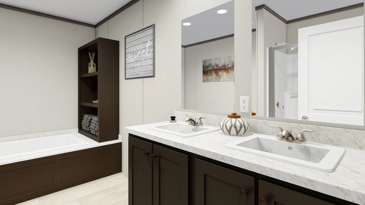 The ULTRA PRO 4 BR 28X60 Primary Bathroom. This Manufactured Mobile Home features 4 bedrooms and 2 baths.