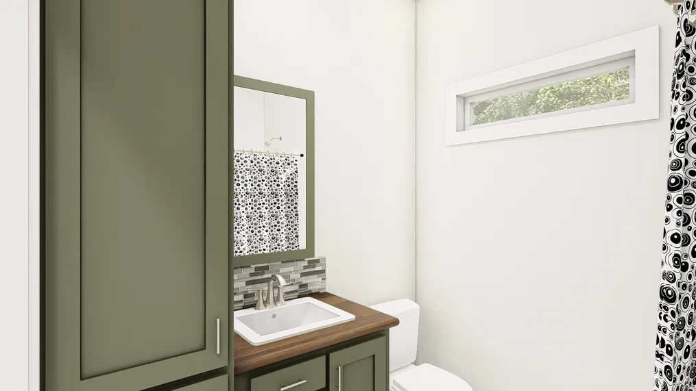 The CASITA 30-1M+8'PORCH     DREAM Primary Bathroom. This Manufactured Mobile Home features 1 bedroom and 1 bath.