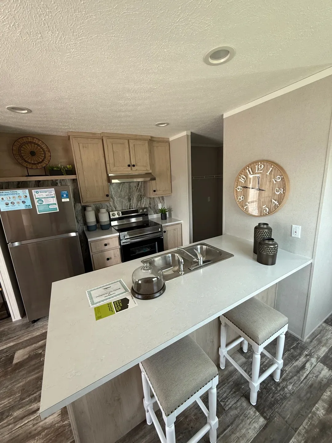 The ONYX Kitchen. This Manufactured Mobile Home features 1 bedroom and 1 bath.