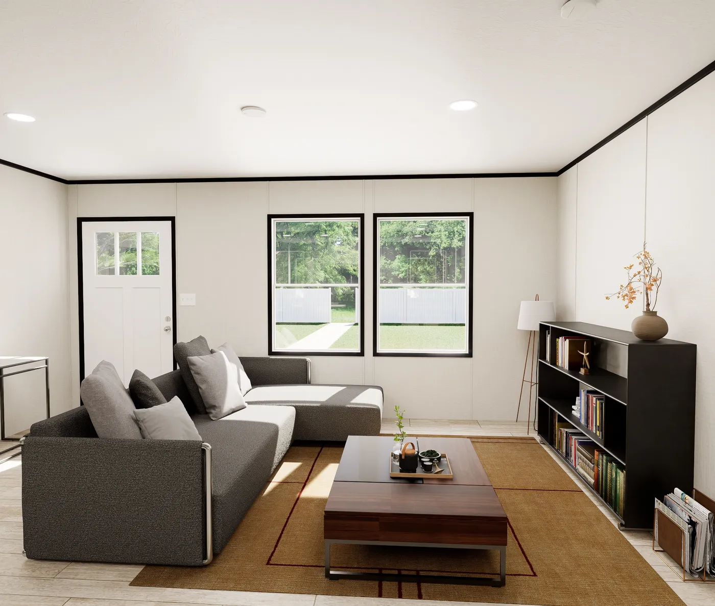 The ULTRA FLEX Living Room. This Manufactured Mobile Home features 3 bedrooms and 2 baths.