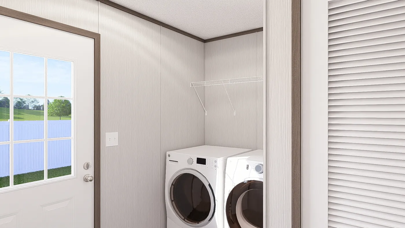 The LEGEND ANNIVERSARY 16X76 Utility Room. This Manufactured Mobile Home features 3 bedrooms and 2 baths.