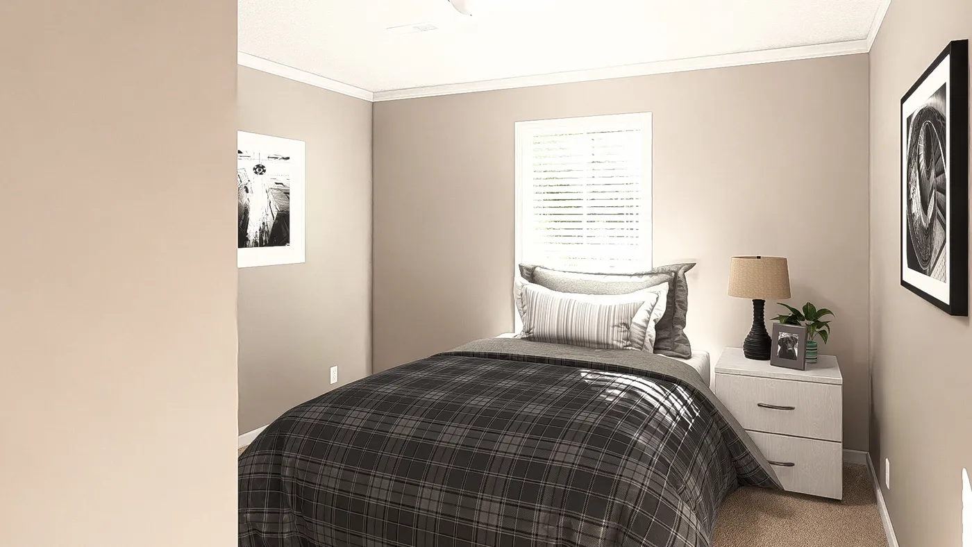 The THE ABIGAIL II Bedroom. This Manufactured Mobile Home features 3 bedrooms and 2 baths.