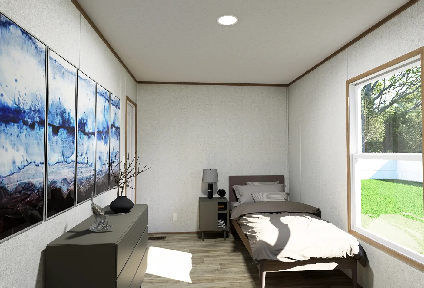 The ATLAS Guest Bedroom. This Manufactured Mobile Home features 2 bedrooms and 2 baths.