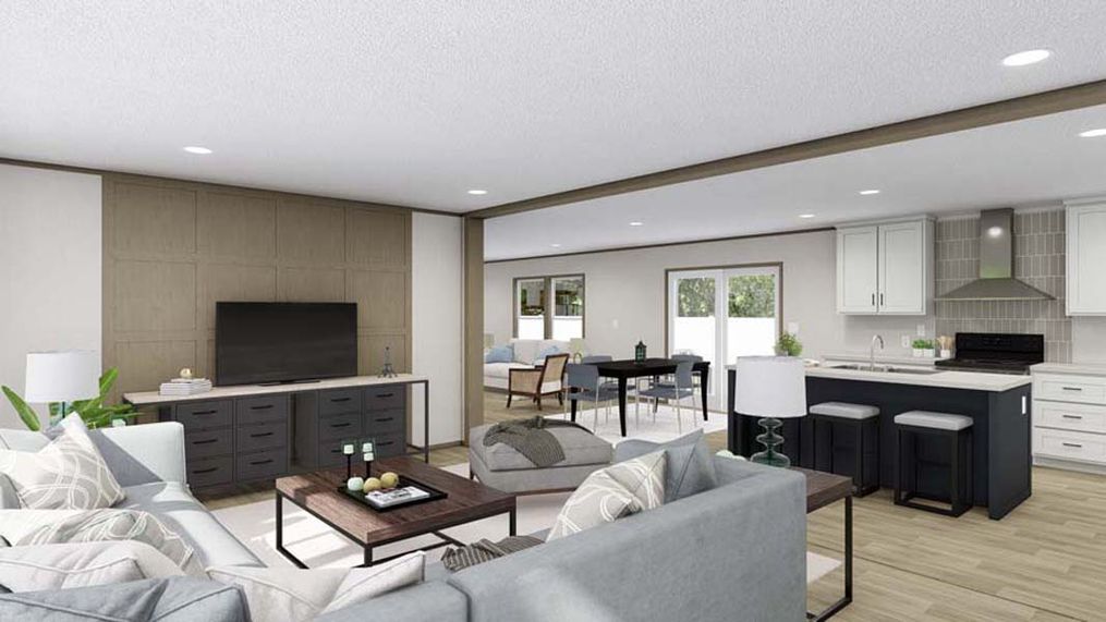 The MOROCCO Living Room. This Manufactured Mobile Home features 4 bedrooms and 2 baths.