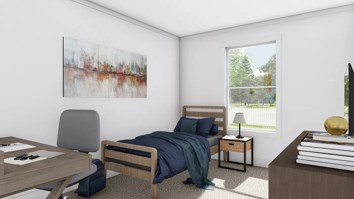 The STAYIN' ALIVE Guest Bedroom. This Manufactured Mobile Home features 3 bedrooms and 2 baths.