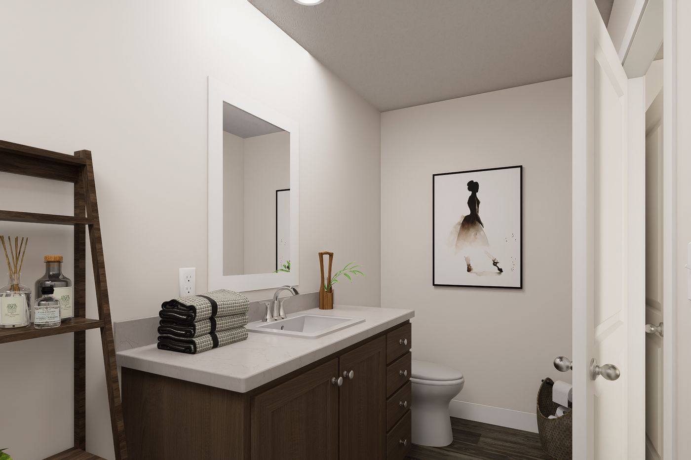 The 4428-MS066 BLUFFTON Primary Bathroom. This Manufactured Mobile Home features 3 bedrooms and 2 baths.