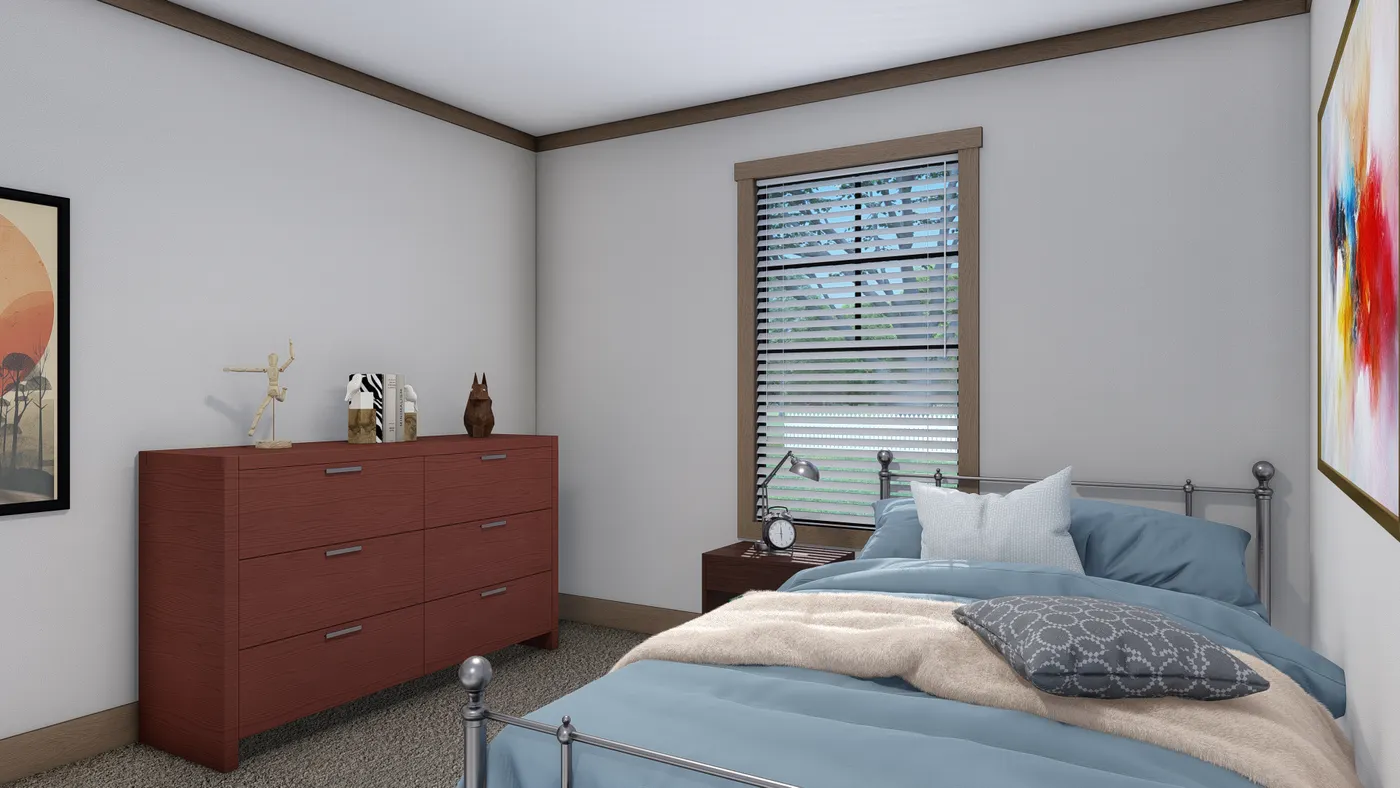 The EMILIE Bedroom. This Manufactured Mobile Home features 3 bedrooms and 2 baths.