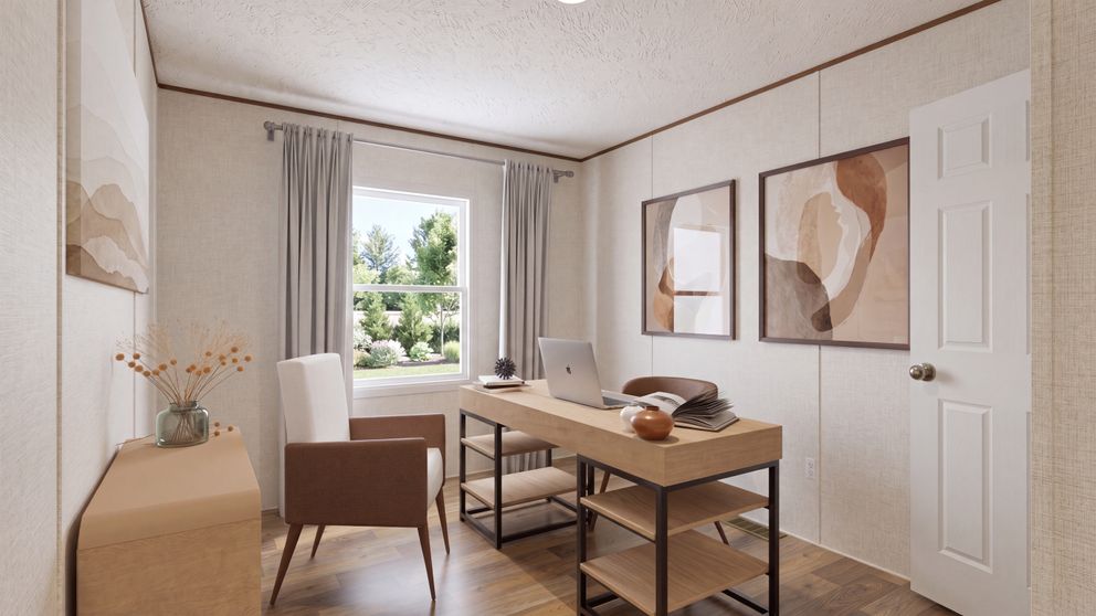 The OAK Bedroom. This Manufactured Mobile Home features 4 bedrooms and 2 baths.