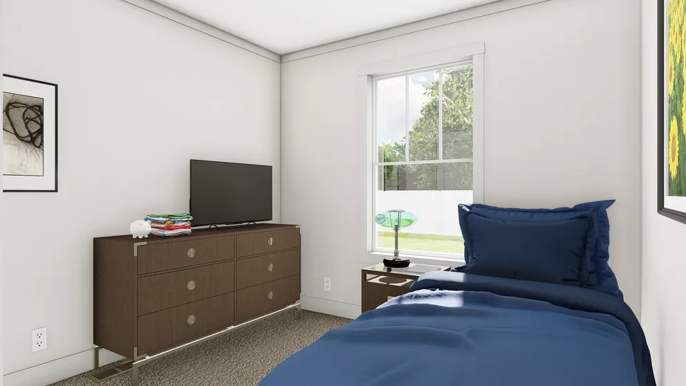 The STAND BY ME Guest Bedroom. This Manufactured Mobile Home features 3 bedrooms and 2 baths.