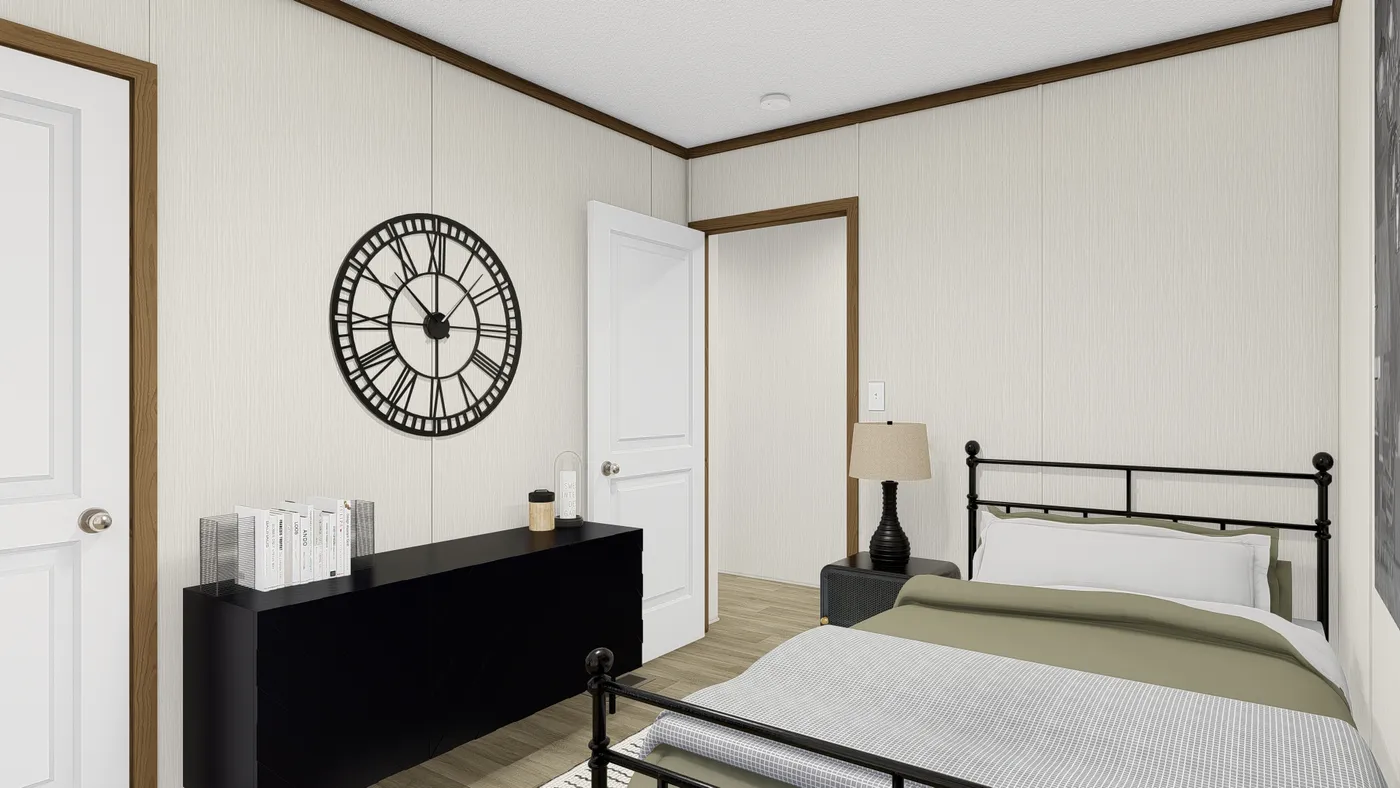 The THE INTUITION Guest Bedroom. This Manufactured Mobile Home features 3 bedrooms and 2 baths.