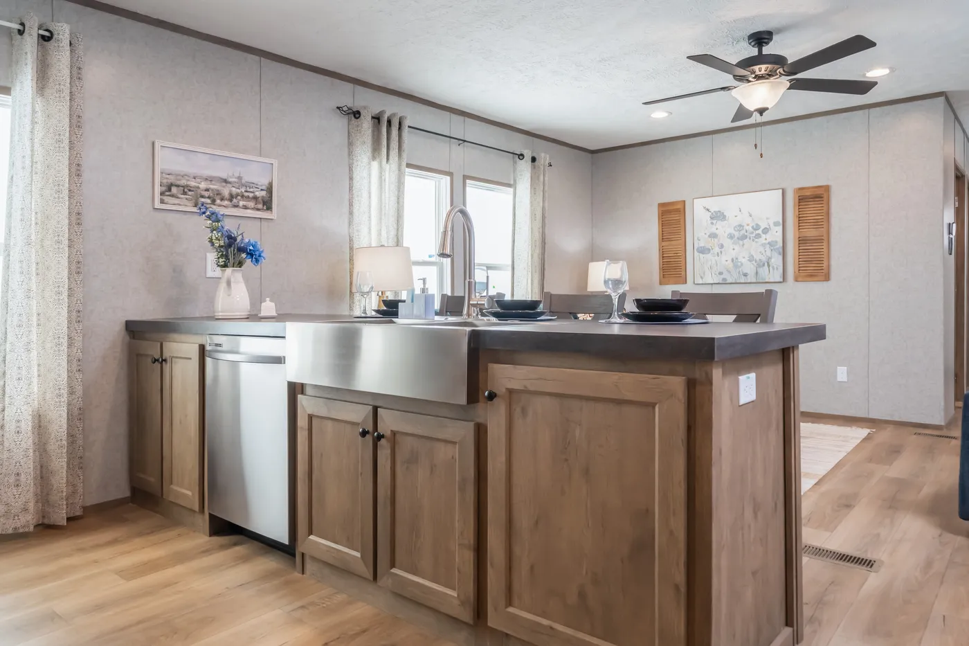 The WARRIOR II Kitchen. This Manufactured Mobile Home features 2 bedrooms and 2 baths.