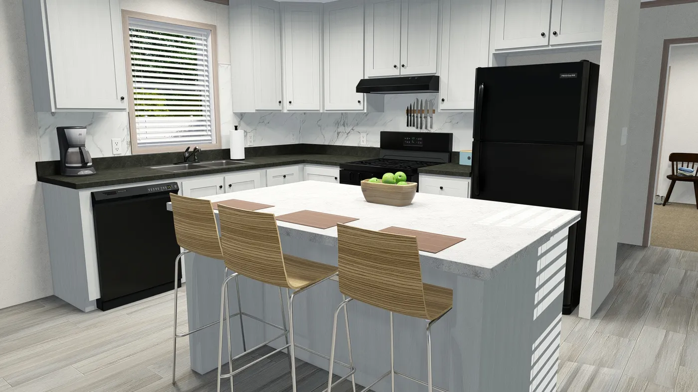 The 6016-4779 THE PULSE Kitchen. This Manufactured Mobile Home features 2 bedrooms and 2 baths.