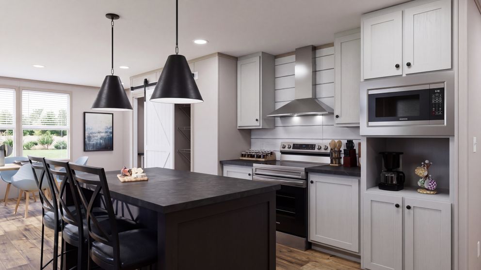The MOUNTAIN BREEZE 3260 Kitchen. This Manufactured Mobile Home features 3 bedrooms and 2 baths.