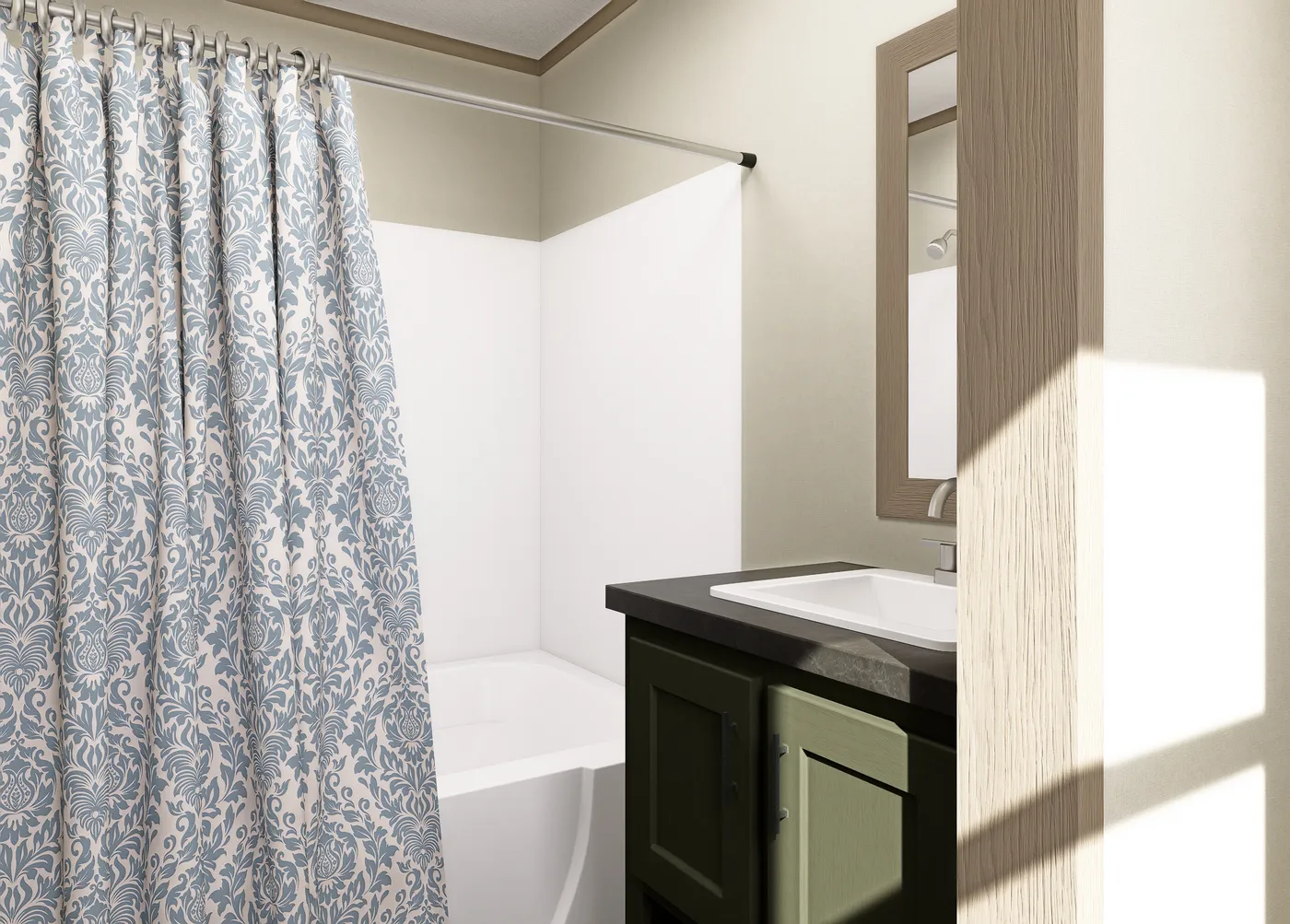 The CLARK Primary Bathroom. This Manufactured Mobile Home features 3 bedrooms and 2 baths.