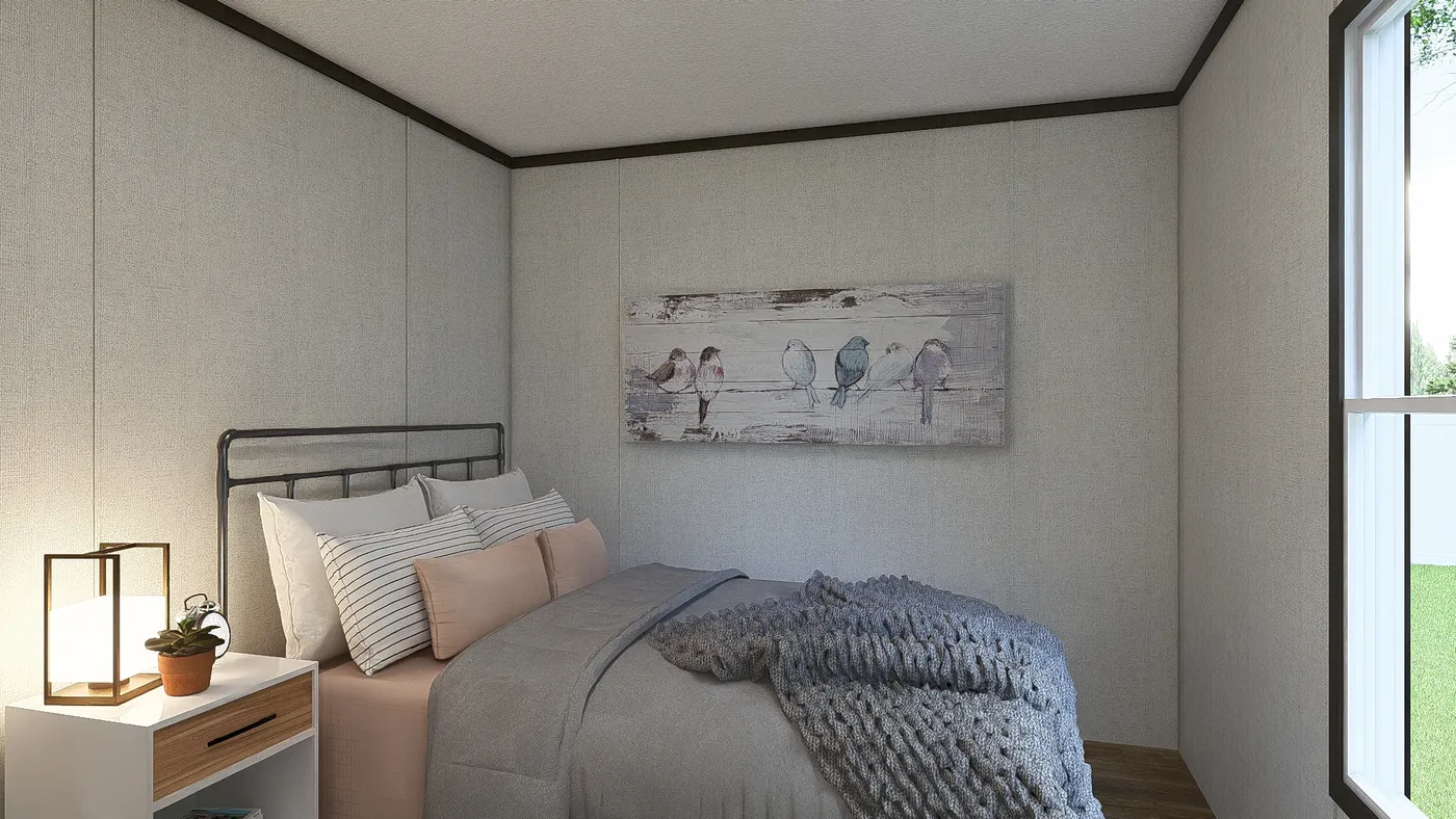 The GLIMPSE Bedroom. This Manufactured Mobile Home features 3 bedrooms and 2 baths.