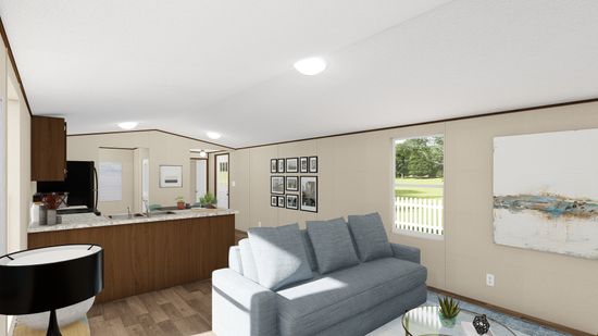 The DELIGHT Living Room. This Manufactured Mobile Home features 2 bedrooms and 2 baths.