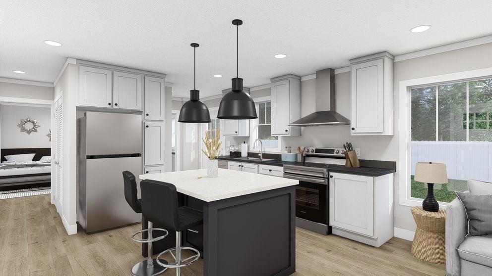 The YESTERDAY Kitchen. This Manufactured Mobile Home features 1 bedroom and 1 bath.
