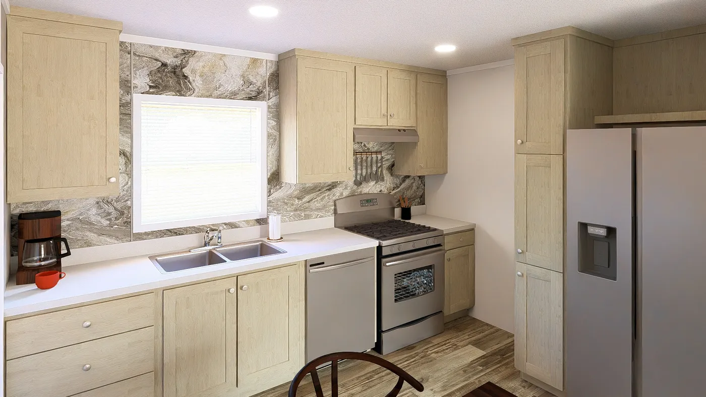 The ZIRCON Kitchen. This Manufactured Mobile Home features 3 bedrooms and 2 baths.