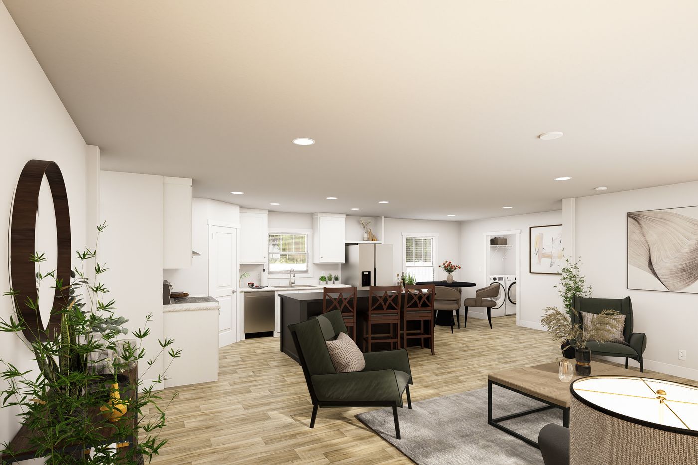 The RIGHT CHOICE 110 Living Room. This Manufactured Mobile Home features 4 bedrooms and 2 baths.