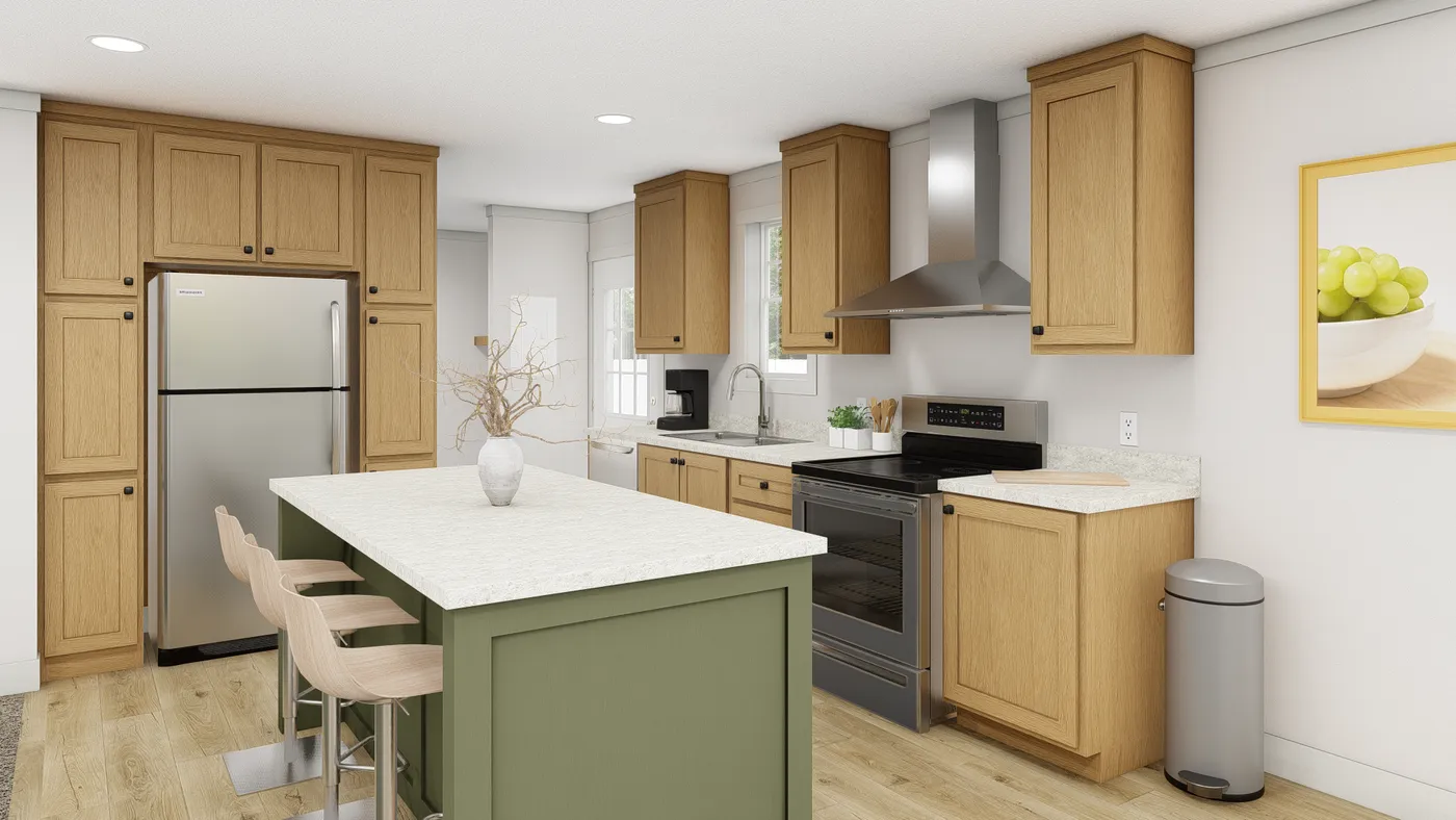 The STAND BY ME 5224-32-2 Kitchen. This Manufactured Mobile Home features 3 bedrooms and 2 baths.