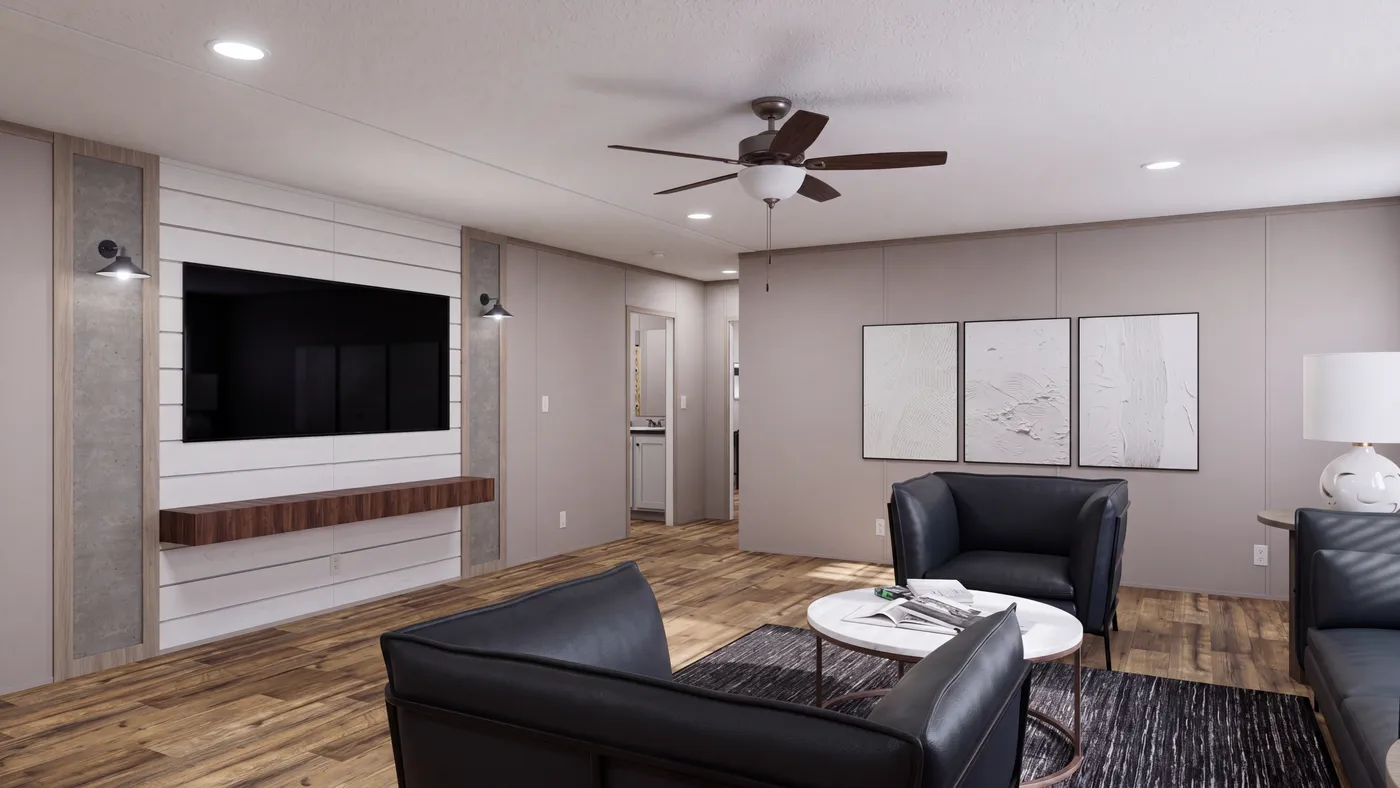 The MOUNTAIN BREEZE 3260 Living Room. This Manufactured Mobile Home features 3 bedrooms and 2 baths.