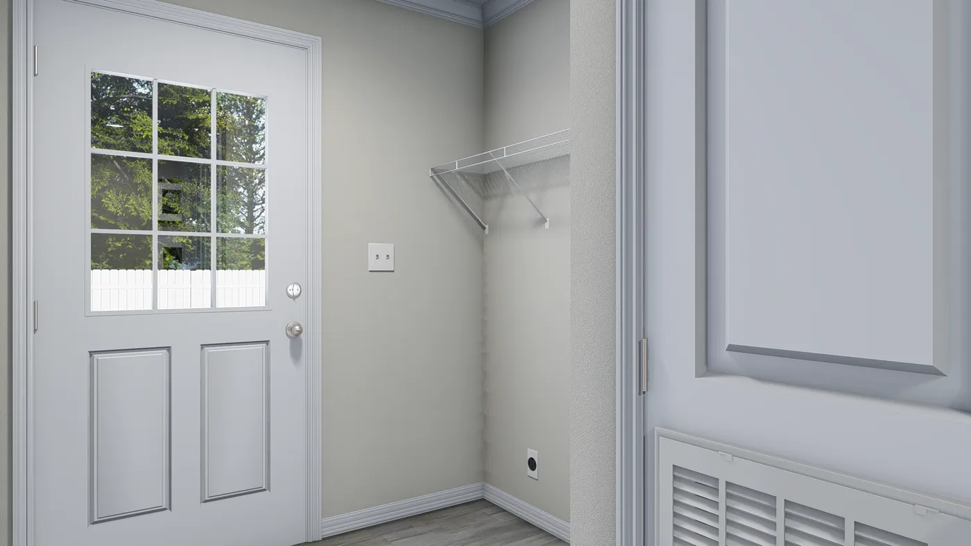 The 5400 "WILDWOOD" 58'4X16 Utility Room. This Manufactured Mobile Home features 2 bedrooms and 2 baths.