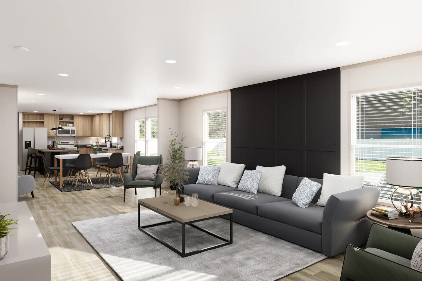 The TRADITION 3260 Living Room. This Manufactured Mobile Home features 3 bedrooms and 2 baths.