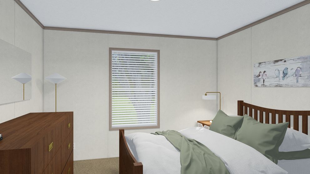 The 5628-E786 THE PULSE Bedroom. This Manufactured Mobile Home features 3 bedrooms and 2 baths.