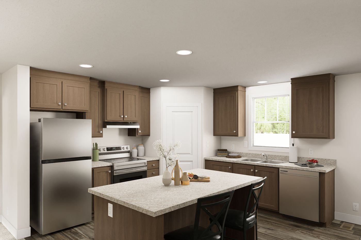 The 5628-MS067-2 HUNTINGTON Kitchen. This Manufactured Mobile Home features 4 bedrooms and 2 baths.