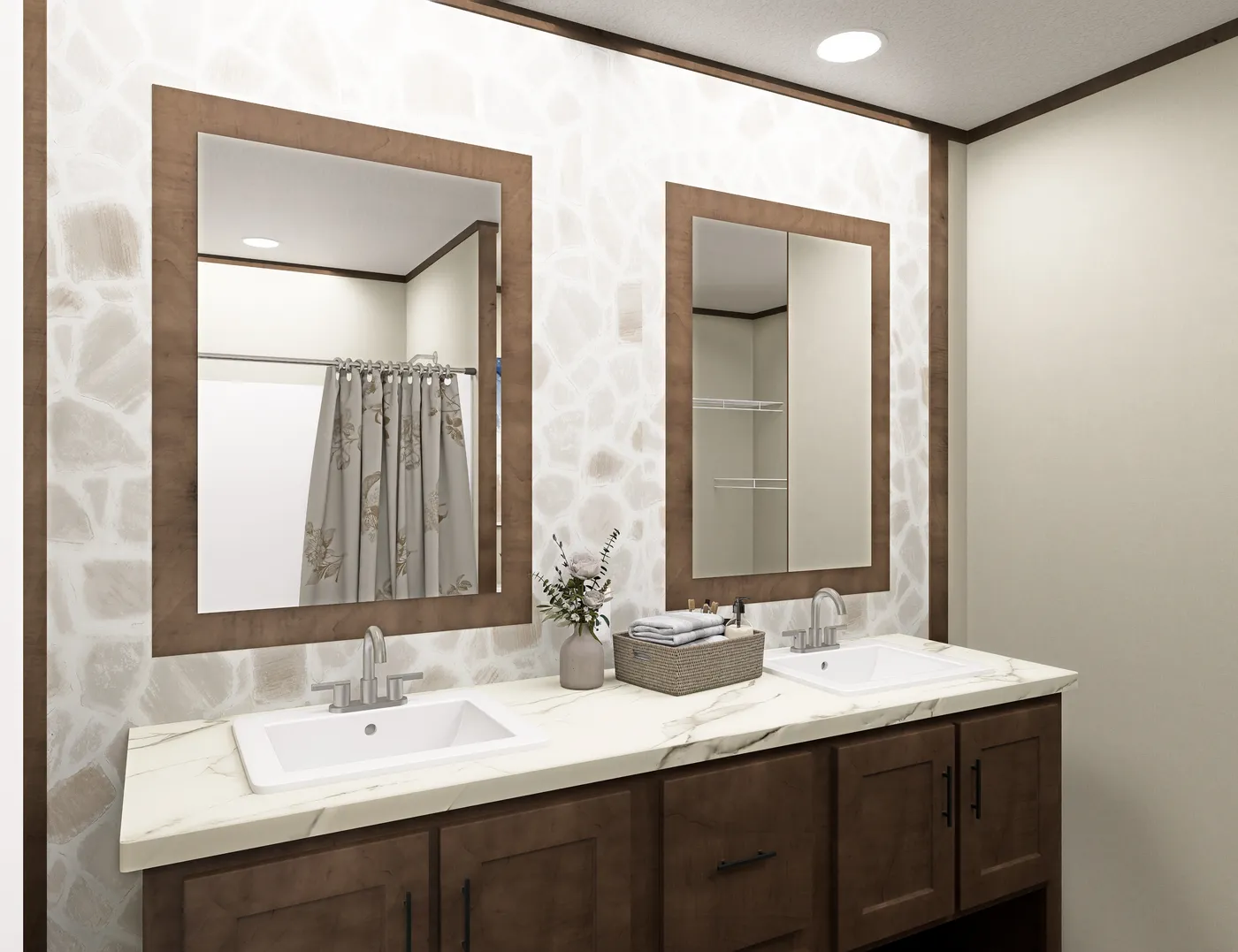 The RIO Primary Bathroom. This Manufactured Mobile Home features 3 bedrooms and 2 baths.