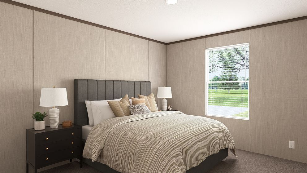 The THE RESERVE 60 Bedroom. This Manufactured Mobile Home features 3 bedrooms and 2 baths.