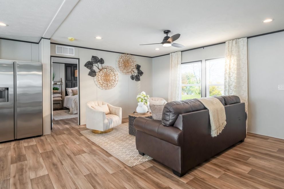 The ELEMENT Living Room. This Manufactured Mobile Home features 3 bedrooms and 2 baths.