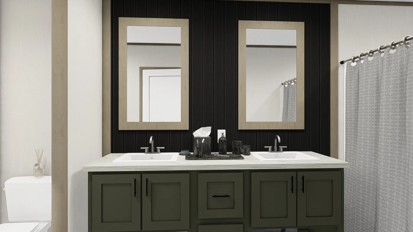 The HUDSON Primary Bathroom. This Manufactured Mobile Home features 3 bedrooms and 2 baths. Charwood