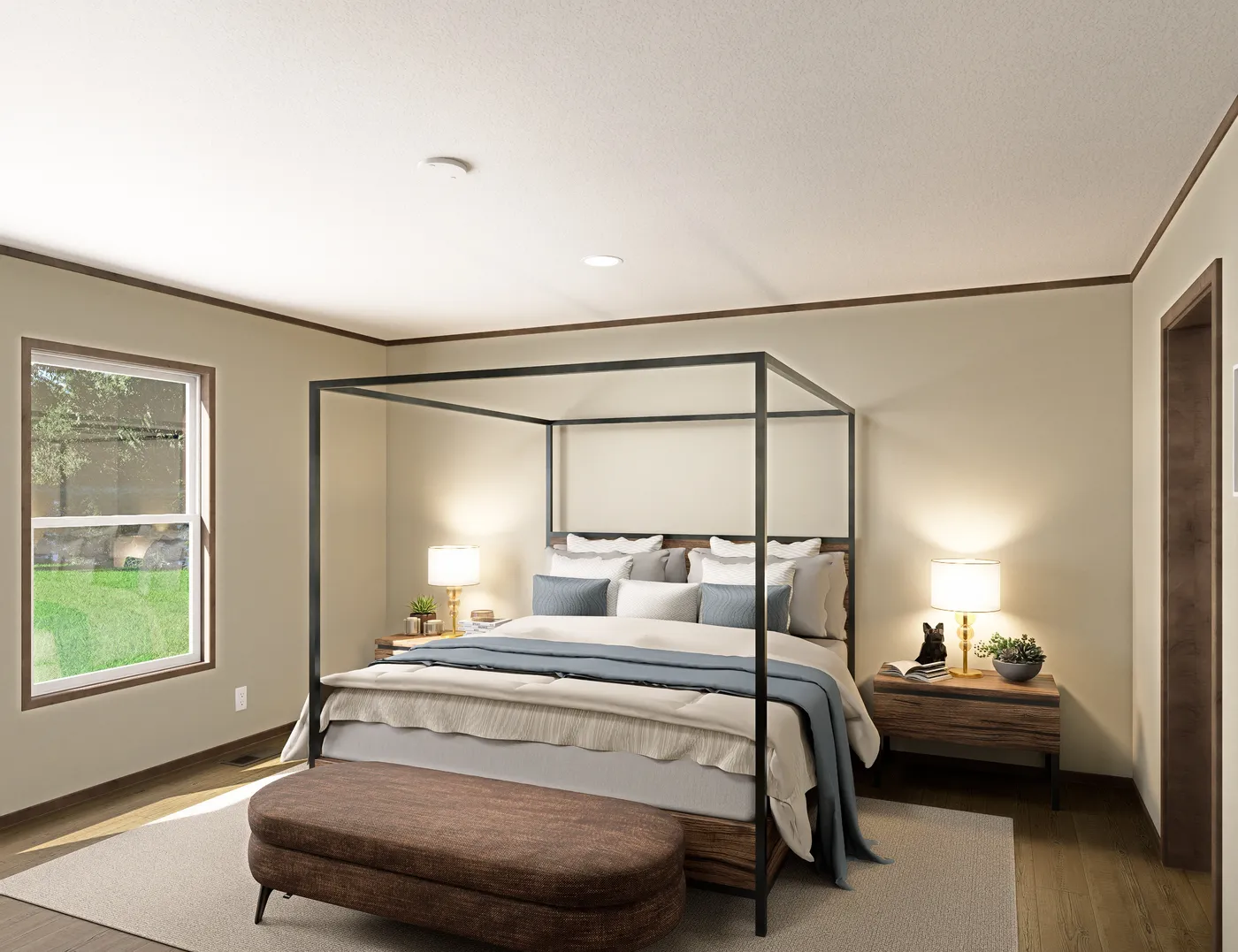 The EVEREST Primary Bedroom. This Manufactured Mobile Home features 4 bedrooms and 2 baths.