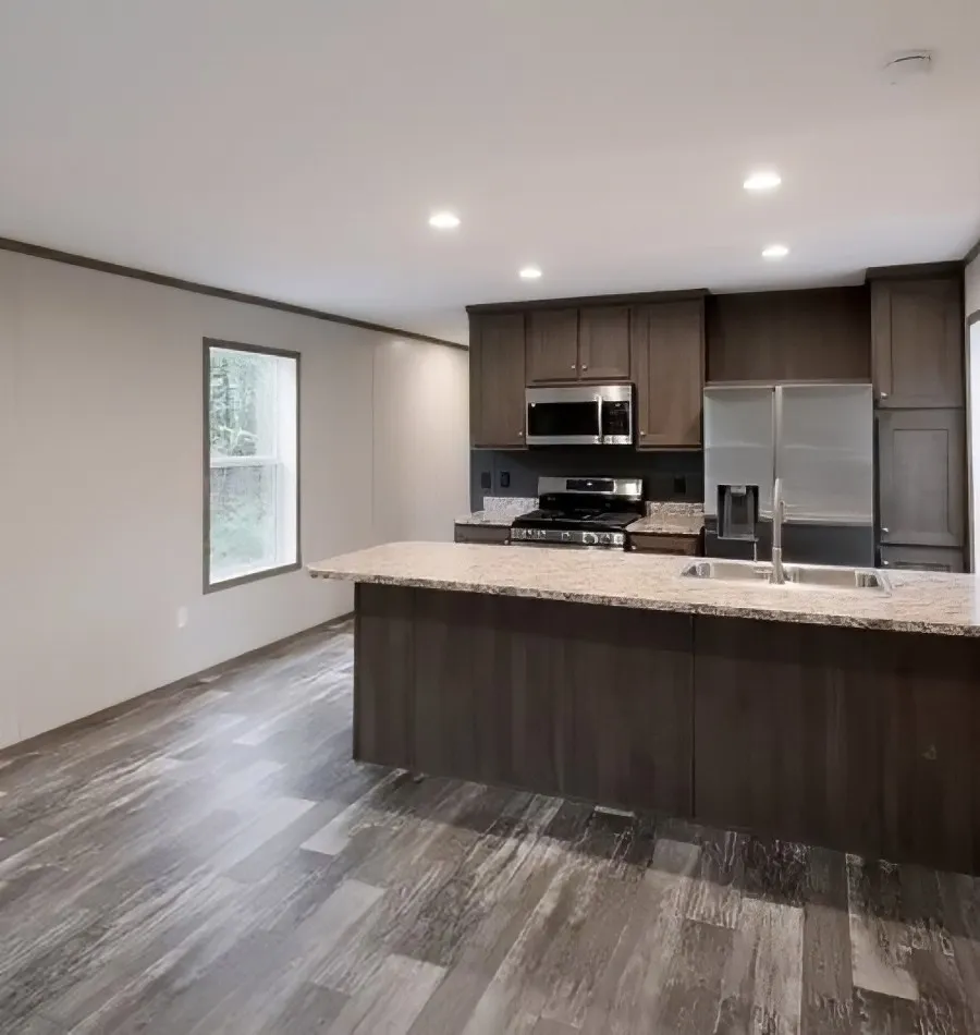 The PERIDOT Kitchen. This Manufactured Mobile Home features 2 bedrooms and 1 bath.