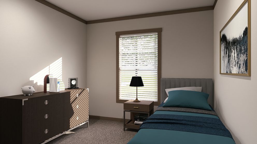 The FARM 4 FLEX ELITE Guest Bedroom. This Manufactured Mobile Home features 4 bedrooms and 3 baths.