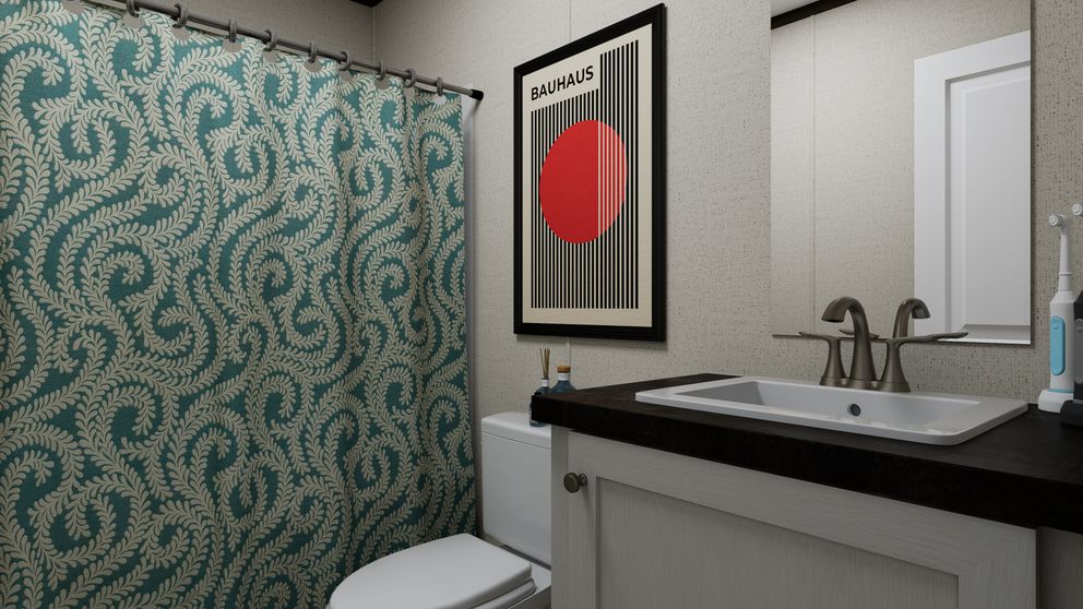 The SPARK Guest Bathroom. This Manufactured Mobile Home features 3 bedrooms and 2 baths.
