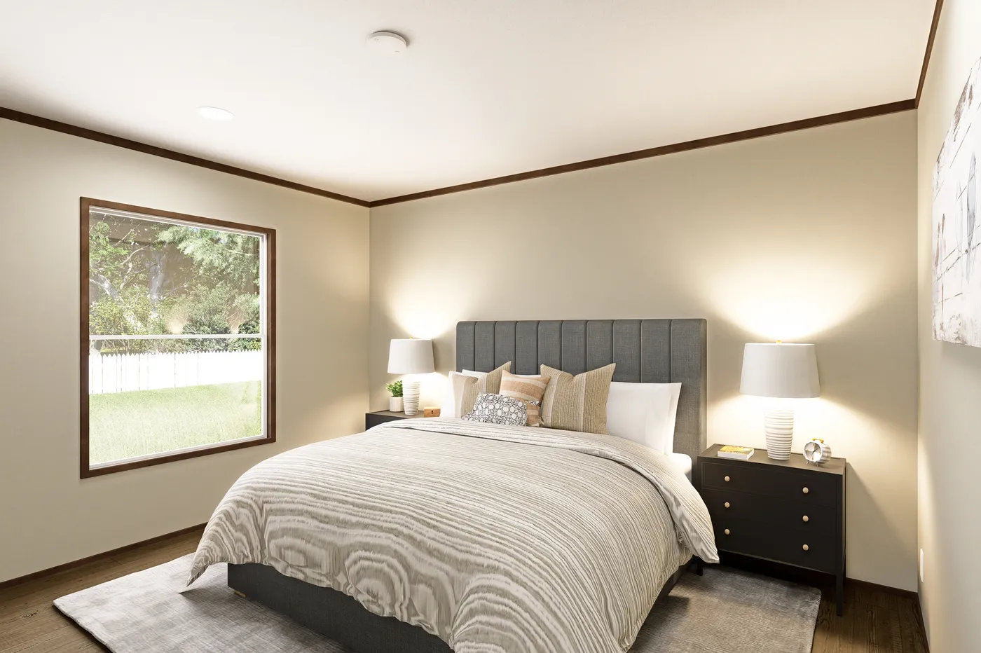 The POLO Primary Bedroom. This Manufactured Mobile Home features 2 bedrooms and 1 bath.