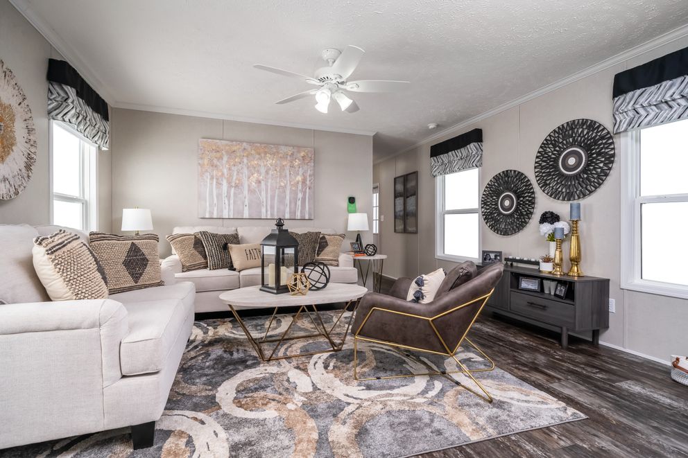 The RIVERVIEW Exterior. This Manufactured Mobile Home features 2 bedrooms and 2 baths.