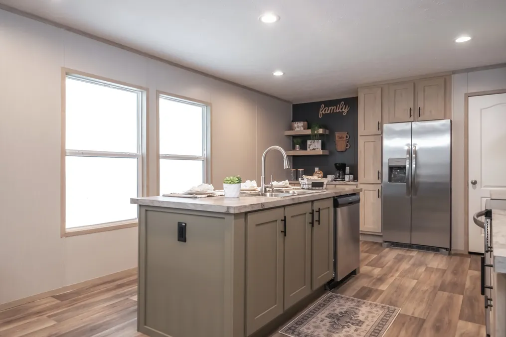 The RAINIER Kitchen. This Manufactured Mobile Home features 4 bedrooms and 3 baths.