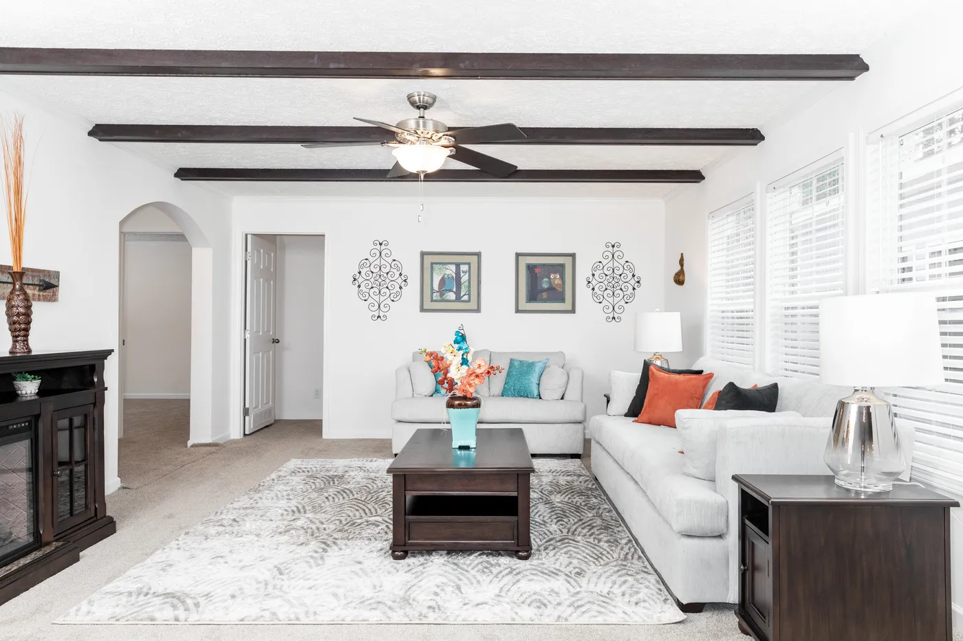 The 3321 CLASSIC Family Room. This Modular Home features 4 bedrooms and 2 baths.