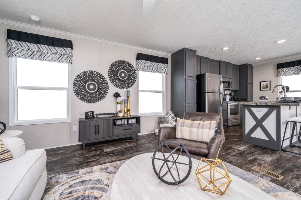 The RIVERVIEW Exterior. This Manufactured Mobile Home features 2 bedrooms and 2 baths.
