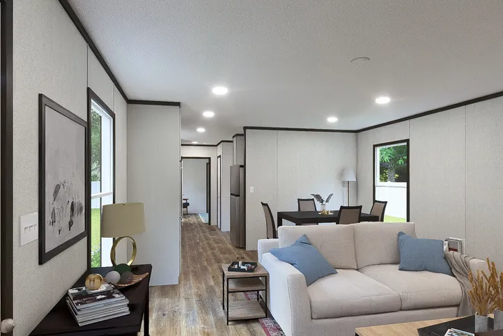 The DESIRE Living Room. This Manufactured Mobile Home features 3 bedrooms and 2 baths.