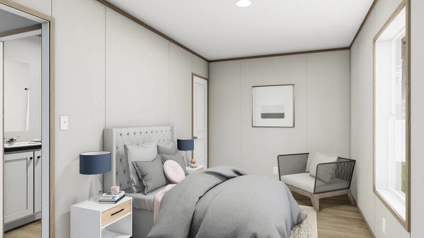 The NORTHSTAR Guest Bedroom. This Manufactured Mobile Home features 3 bedrooms and 2 baths.