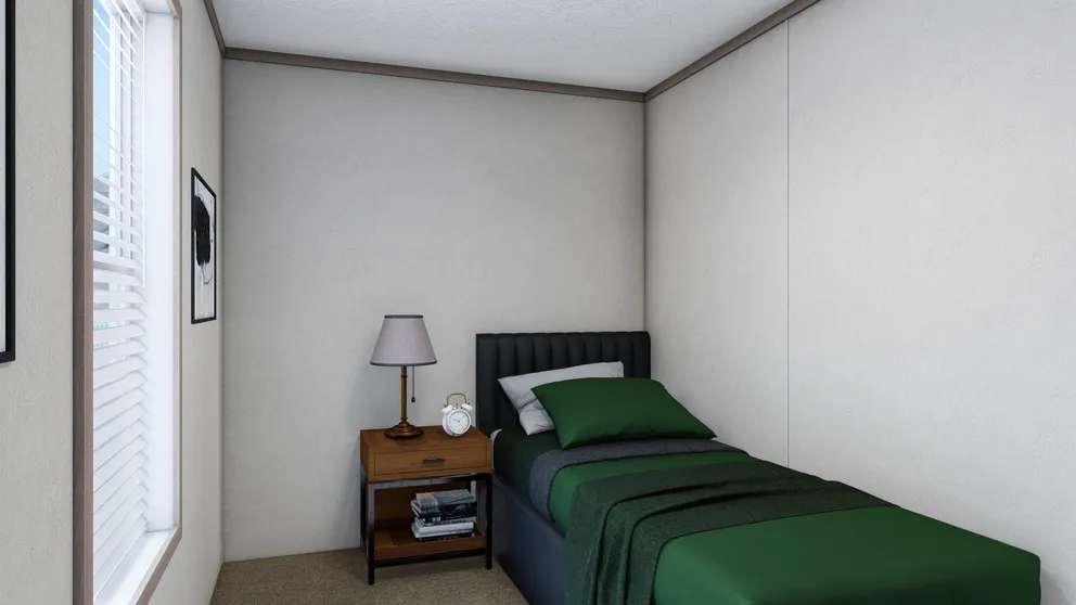 The 6616-4772P THE PULSE Guest Bedroom. This Manufactured Mobile Home features 2 bedrooms and 2 baths.