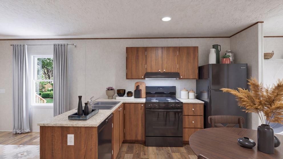 The HICKORY Kitchen. This Manufactured Mobile Home features 3 bedrooms and 2 baths.