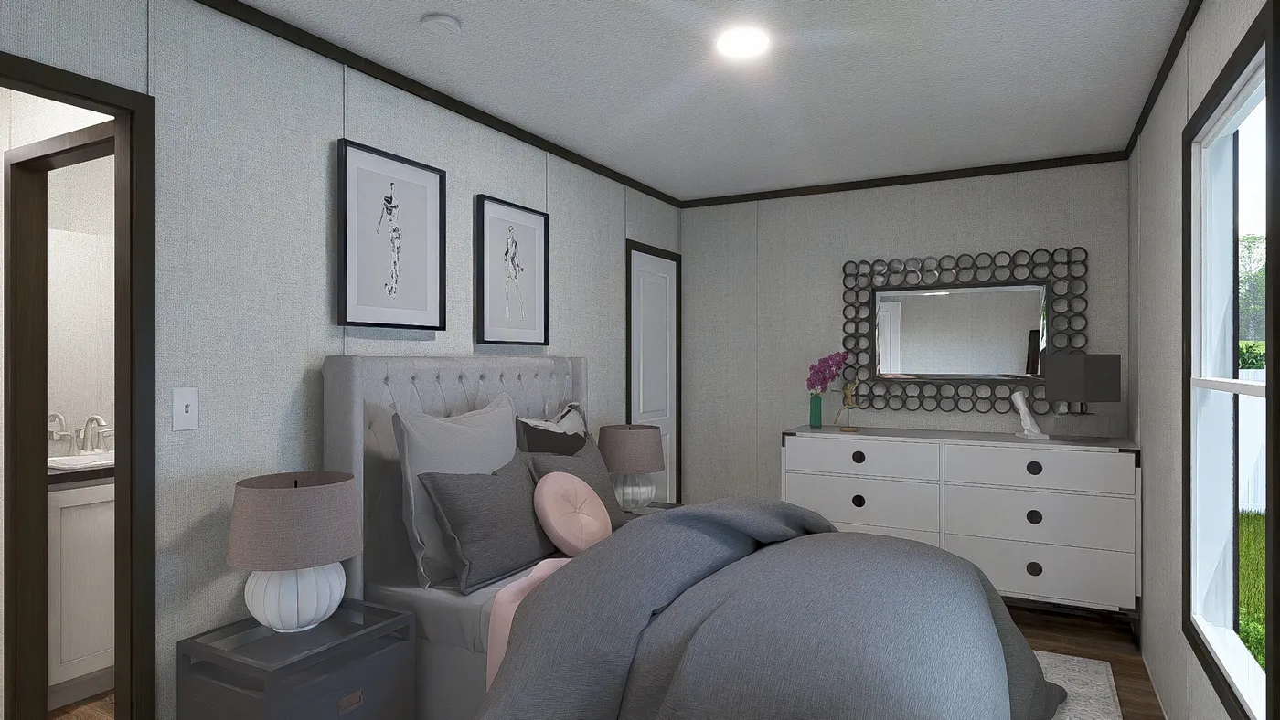 The INTUITION Bedroom. This Manufactured Mobile Home features 3 bedrooms and 2 baths.