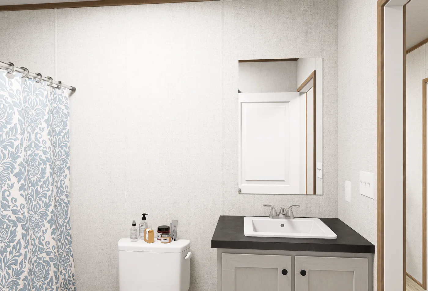 The HAVEN Guest Bathroom. This Manufactured Mobile Home features 3 bedrooms and 2 baths.