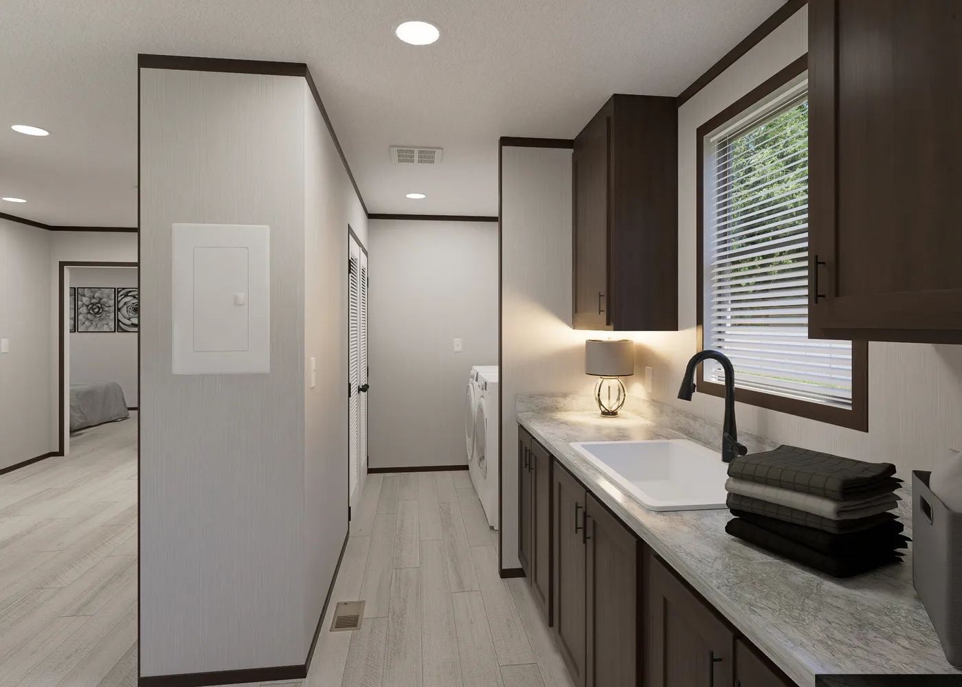The SAPPHIRE Utility Room. This Manufactured Mobile Home features 4 bedrooms and 2 baths.