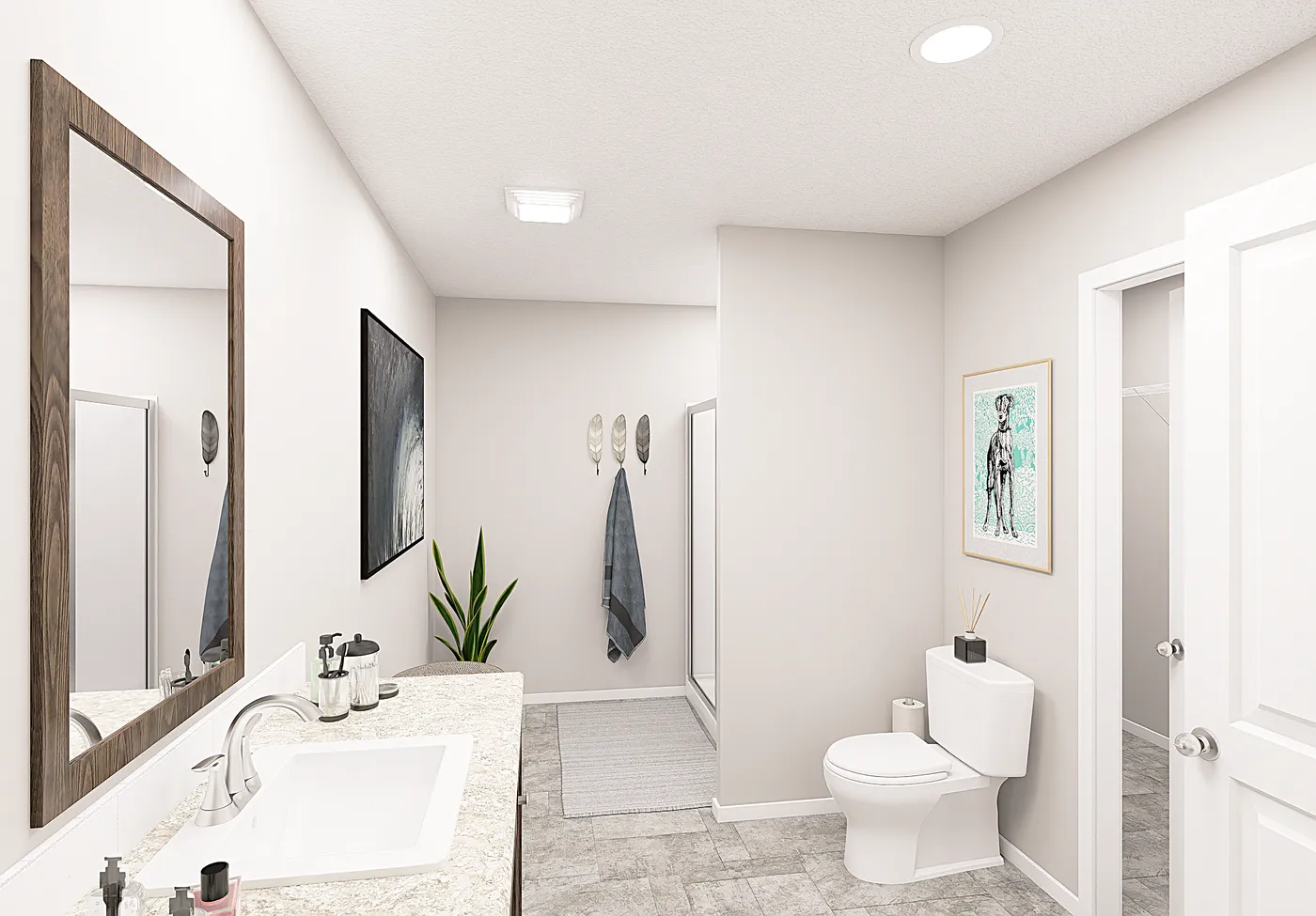 The SLE 681F Primary Bathroom. This Manufactured Mobile Home features 4 bedrooms and 2 baths.
